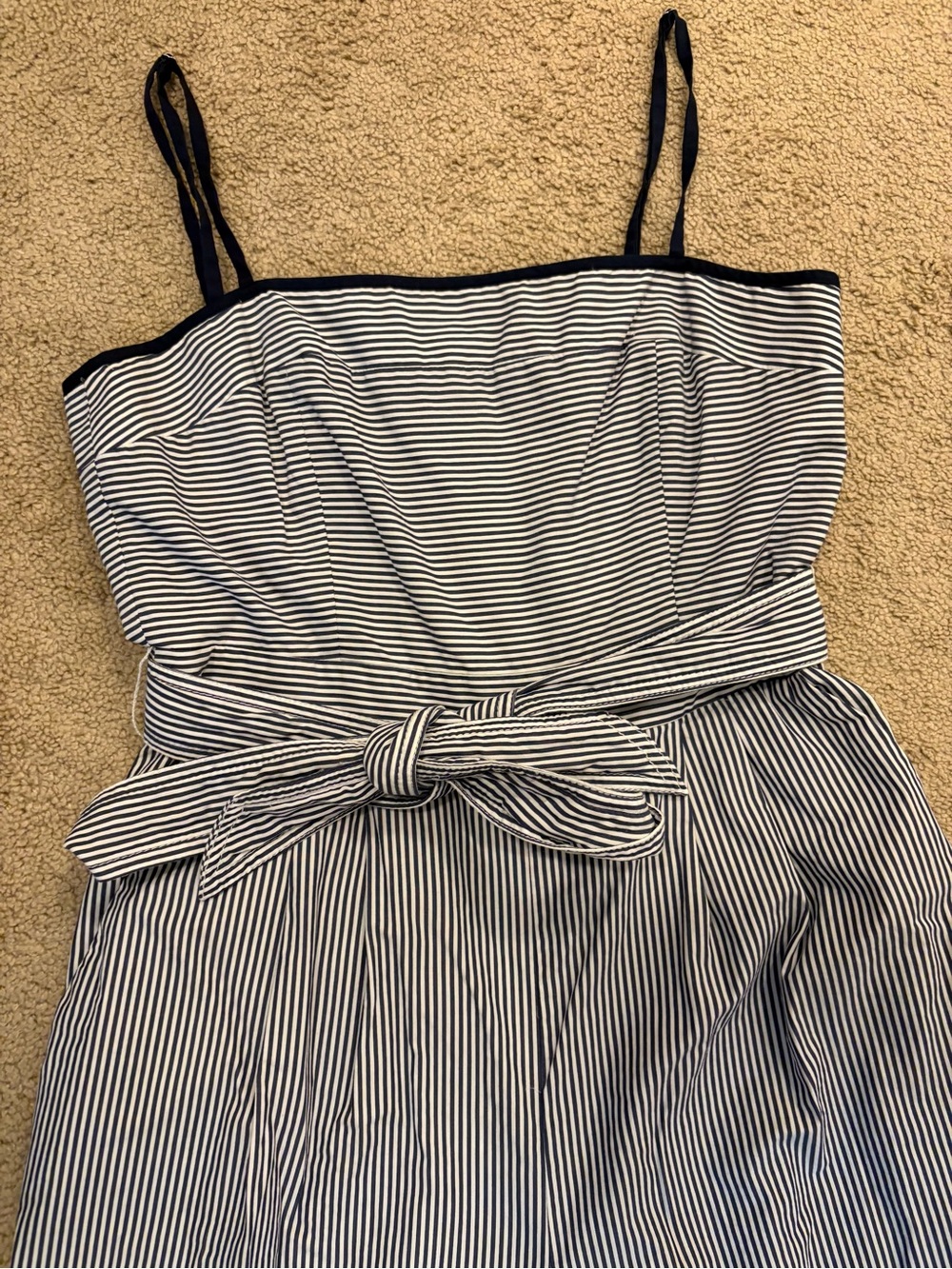 ⁠J.Crew Marseille Blue White Pinstripe Wide Leg Crop Jumpsuit Size 2 - Picture 6 of 11